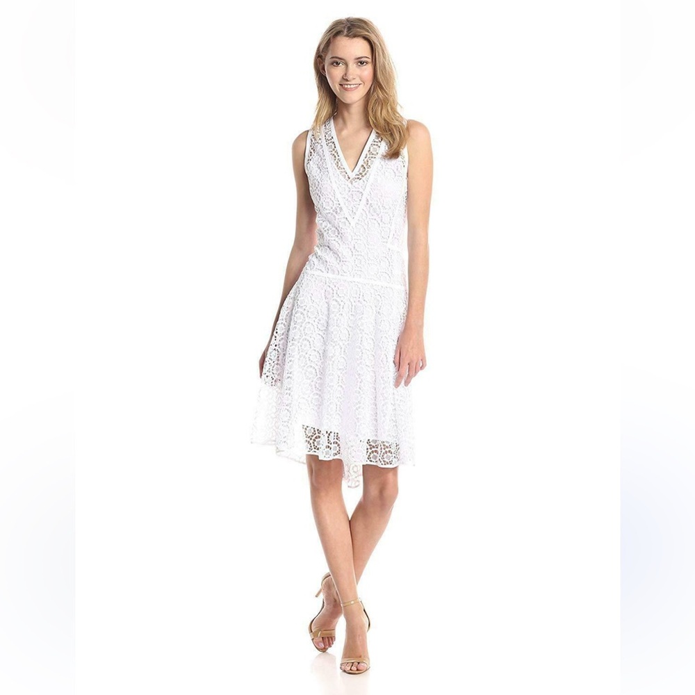 Rebecca Taylor White Sleeveless V-Neck High Low Sundress like NEW